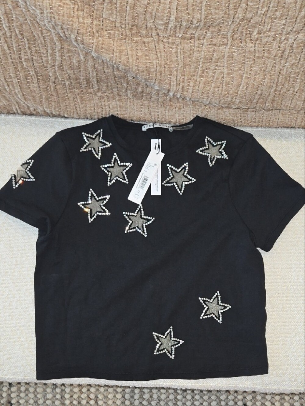 Studded Star Embellished Short Sleeve Tee - Black - Picture 3 of 5